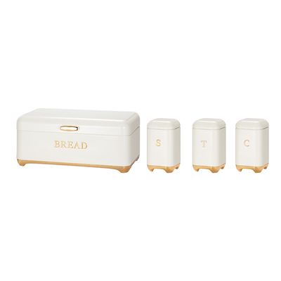 Купить Серия Crown Metal Bread Bin Set Чайная банка Кафеная банка Кухонная хранилище Хлебные контейнеры Кухонный организатор банка С железным металлом Производство в сети