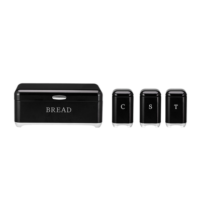 Серия Crown Metal Bread Bin Set Чайная банка Кофеная банка Кухонная хранилища Хлебные емкости Кухонный организатор Канистры Покрытие порошком
